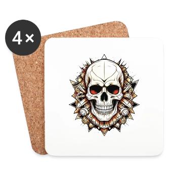Edgy Skull Design - Untersetzer (4er-Set) - Weiß - Vorne