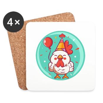 Rooster Birthday Baby - Coasters (set of 4) - white - Front