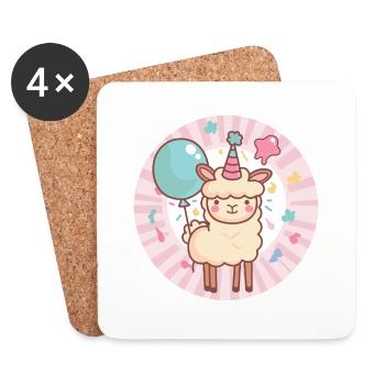 Alpaka Llama Geburtstag Baby - Untersetzer (4er-Set) - Weiß - Vorne