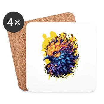 Feurige Phönix-Vogelkunst - Untersetzer (4er-Set) - Weiß - Vorne