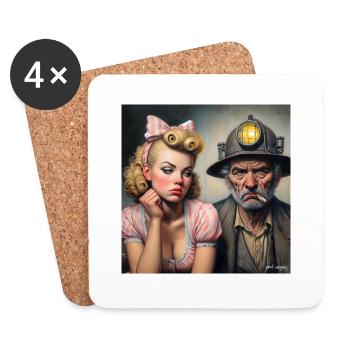 La fille et le mineur - Dessous de verre (lot de 4) - blanc - Devant