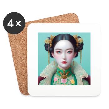 Fille papillon - Dessous de verre (lot de 4) - blanc - Devant