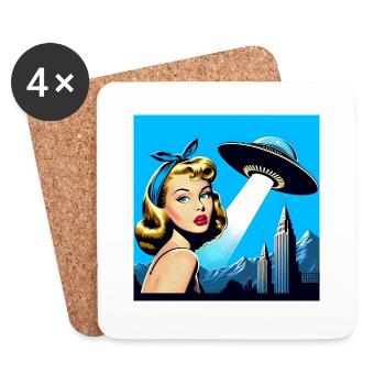 The Girl & The Spaceship - Coasters (set of 4) - white - Front