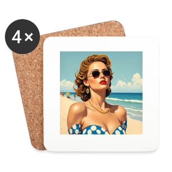 Das Model am Strand - Untersetzer (4er-Set) - Weiß - Vorne