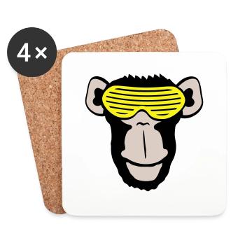 Funky Sonnenbrille Gorilla Cooler Party Affe Spaß - Untersetzer (4er-Set) - Weiß - Vorne