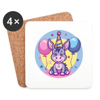 Âne Anniversaire Bébé - Dessous de verre (lot de 4) - blanc - Devant