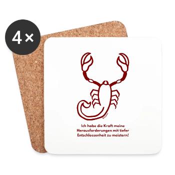 Signe du zodiaque Scorpion - Dessous de verre (lot de 4) - blanc - Devant