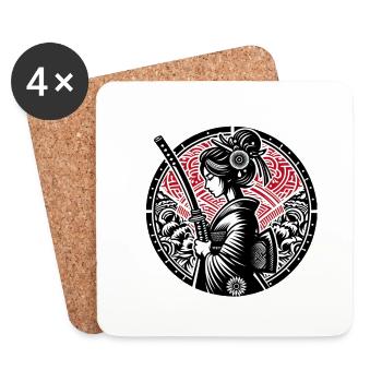 Samurai Girl - Coasters (set of 4) - white - Front
