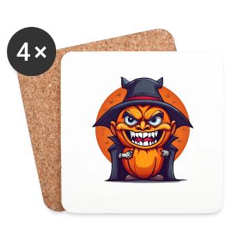Halloween Kürbis Vampir - Untersetzer (4er-Set) - Weiß - Vorne