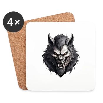 Wild angry werewolf motivational sport - Untersetzer (4er-Set) - Weiß - Vorne