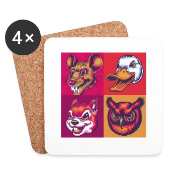 Smile Tiere maus ente eule squirrel Halloween - Untersetzer (4er-Set) - Weiß - Vorne