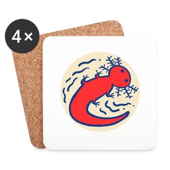 Logo Axolotl - Dessous de verre (lot de 4) - blanc - Devant