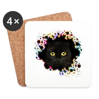 Cat - Coasters (set of 4) - white - Front