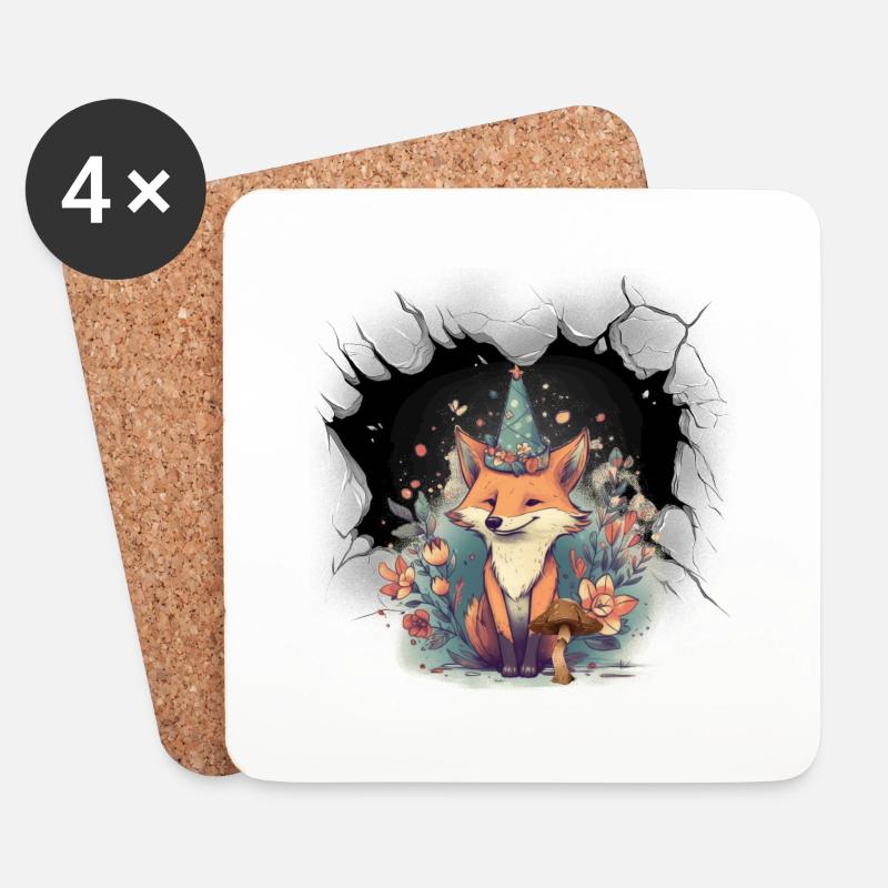 mystisch Fuchs Füchse Märchen Märchenfigur Kind - Untersetzer (4er-Set) - Weiß