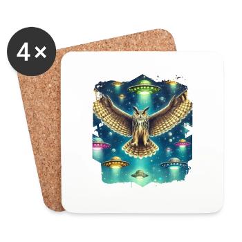 Mystical Owl UFO Encounter - Coasters (set of 4) - white - Front