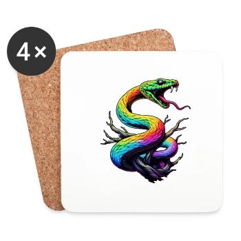 Colorful Snake Illustration - Coasters (set of 4) - white - Front
