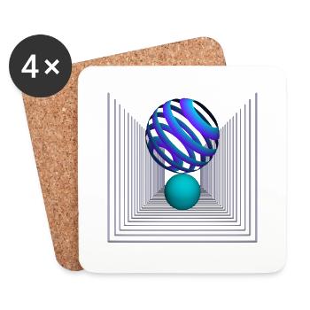 geometrisches Design - Untersetzer (4er-Set) - Weiß - Vorne