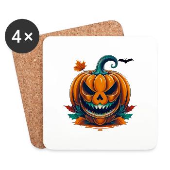 Wild, wütend, kämpferisch, kämpferisch, Halloween, Pumkin - Untersetzer (4er-Set) - Weiß - Vorne