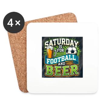 Football and Beer - Untersetzer (4er-Set) - Weiß - Vorne