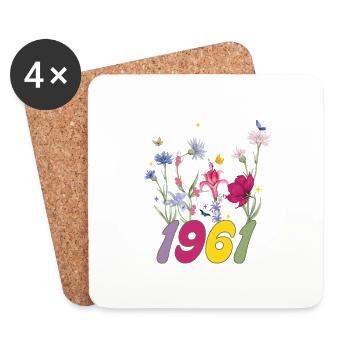 Geburtsjahr 1961 Wildblumen - Untersetzer (4er-Set) - Weiß - Vorne