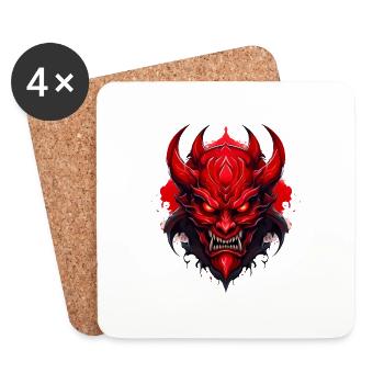 Wild angry pugnacious combative motivational Devil - Coasters (set of 4) - white - Front