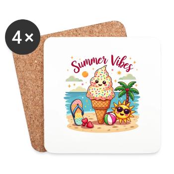 SUMMER VIBES - Coasters (set of 4) - white - Front