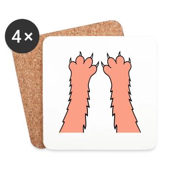 Cats, claws, paws, paws, sharp claws, scratching - Coasters (set of 4) - white - Front