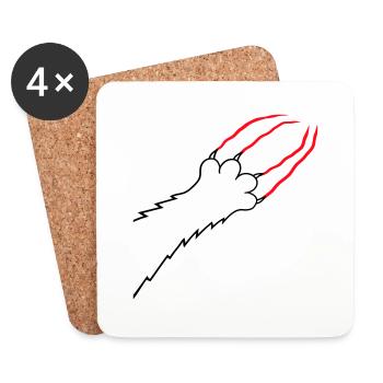 Cats, Claws, Paws, Paws, Claws, Scratches, Stripes - Coasters (set of 4) - white - Front
