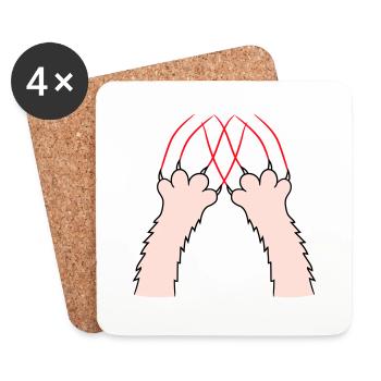 Cats, Claws, Paws, Paws, Claws, Scratches, Stripes - Coasters (set of 4) - white - Front