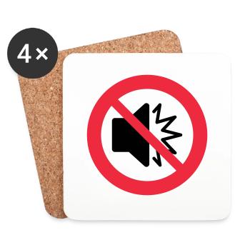 No sound - silent - mute - do not disturb - autism - Coasters (set of 4) - white - Front