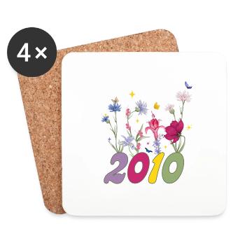 Year of birth 2010 wildflowers - Coasters (set of 4) - white - Front