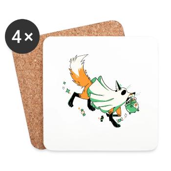 Fox Ghost - Orange - Coasters (set of 4) - white - Front