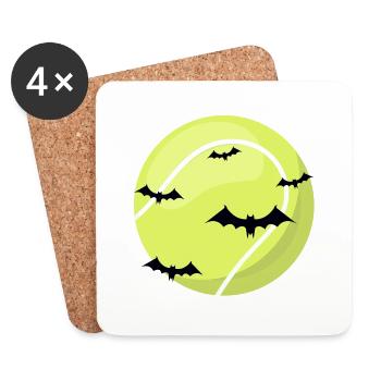 Tennisball mit Fledermäusen - Halloween - Untersetzer (4er-Set) - Weiß - Vorne