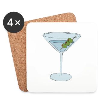 Martini aux olives - Dessous de verre (lot de 4) - blanc - Devant