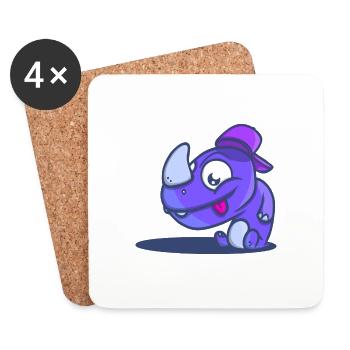 RhinoooBlue - Untersetzer (4er-Set) - Weiß - Vorne