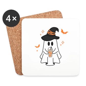 Pumpkin Latte Ghost - Coasters (set of 4) - white - Front