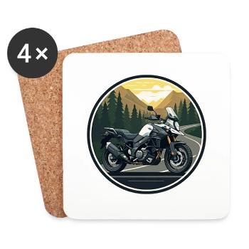 Motorrad-Abenteuer - Untersetzer (4er-Set) - Weiß - Vorne