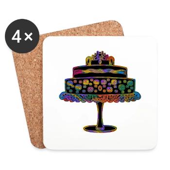 Gâteau - Dessous de verre (lot de 4) - blanc - Devant