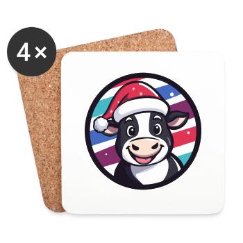 Kuh Weihnachten Christmas - Untersetzer (4er-Set) - Weiß - Vorne