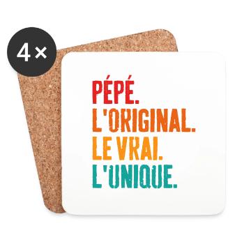 Opa Das Original Das Echte Das Einzigartige Geschenk - Untersetzer (4er-Set) - Weiß - Vorne