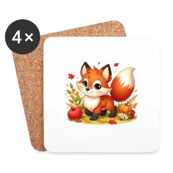 Fuchs Herbst - Untersetzer (4er-Set) - Weiß - Vorne