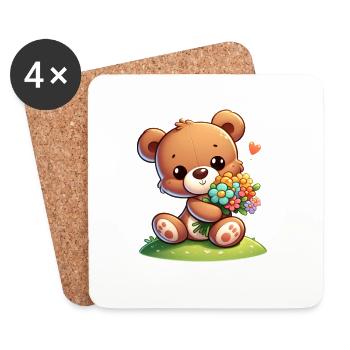 Teddybär 5 - Untersetzer (4er-Set) - Weiß - Vorne