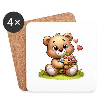 Teddybär 3 - Untersetzer (4er-Set) - Weiß - Vorne