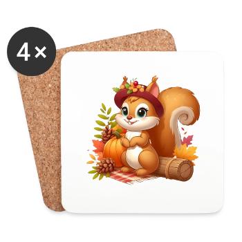 squirell autumn - Dessous de verre (lot de 4) - blanc - Devant