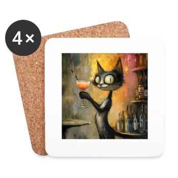 Cocktail et Moustaches - Dessous de verre (lot de 4) - blanc - Devant