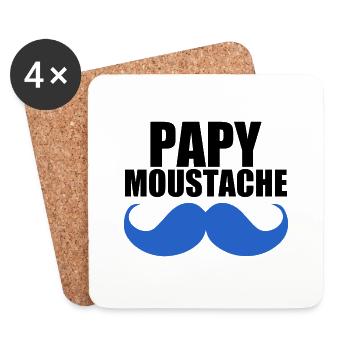 papy moustache - Dessous de verre (lot de 4) - blanc - Devant