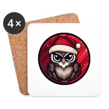 Hibou Noël Noël - Dessous de verre (lot de 4) - blanc - Devant
