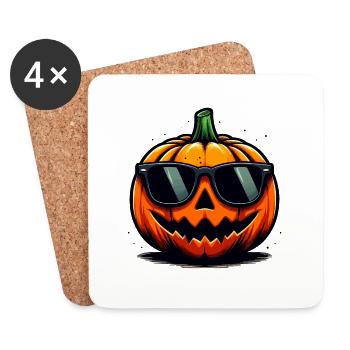 Halloween pumpkin with sunglasses - Coasters (set of 4) - white - Front