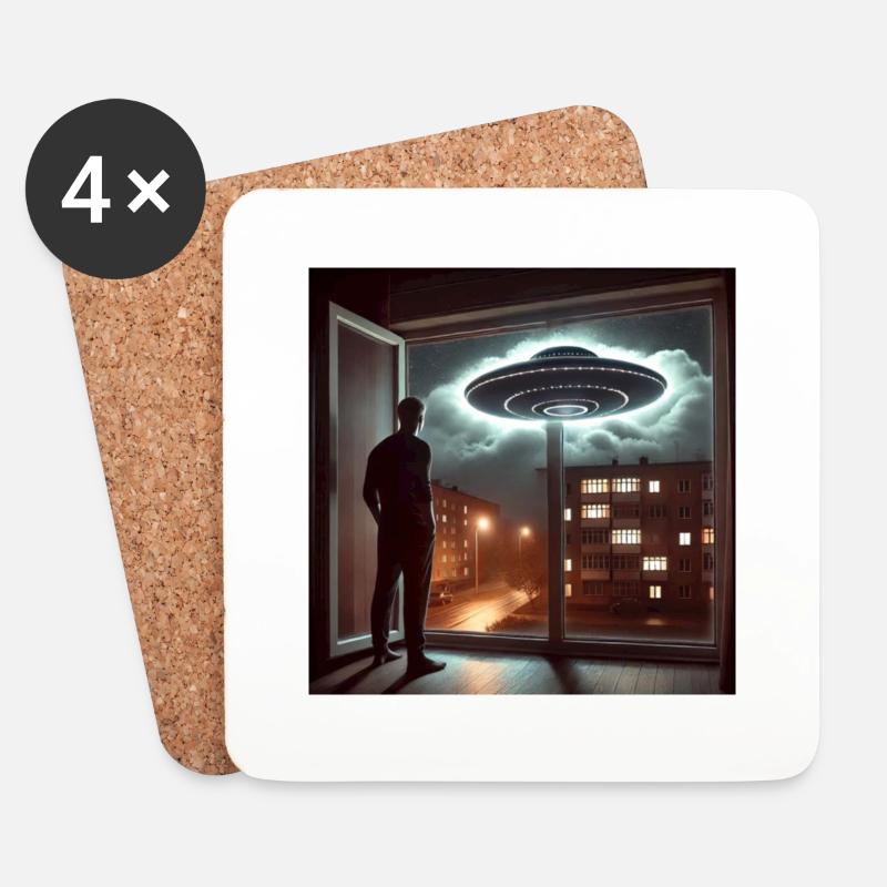 UFO gesichtet - Untersetzer (4er-Set) - Weiß