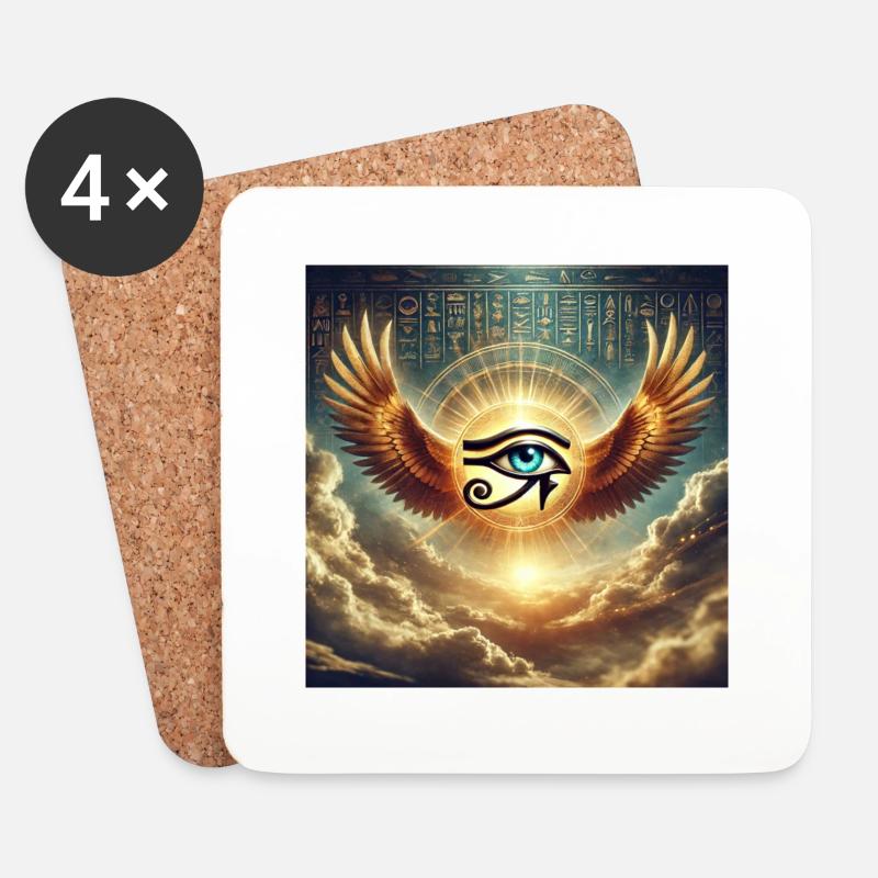 Auge des Horus - Untersetzer (4er-Set) - Weiß